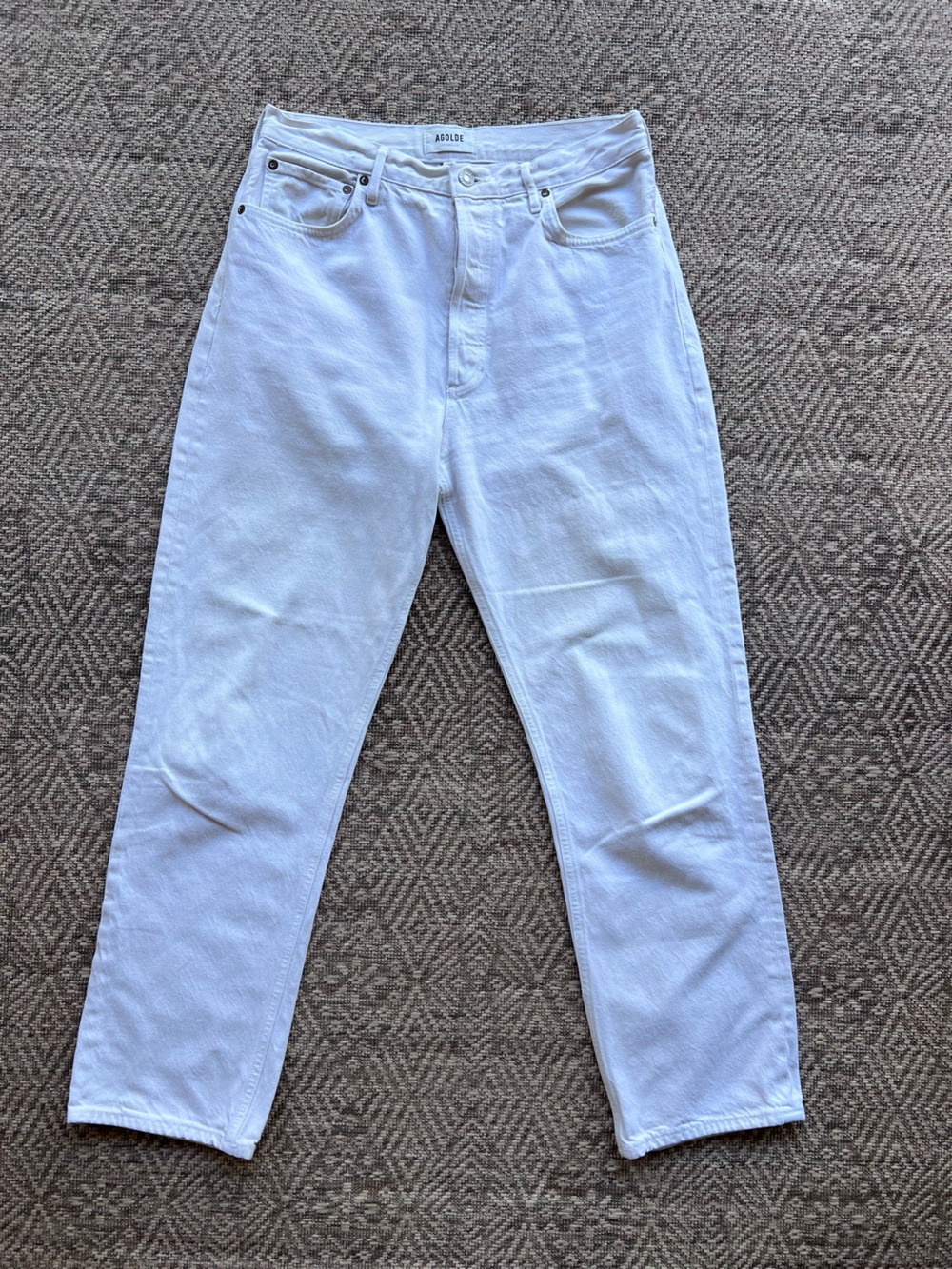 AGOLDE 90s Pinch Waist Jeans Size 31 White High Rise Straight Leg Denim